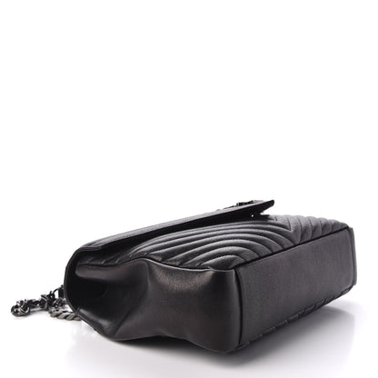 Saint Laurent Sheepskin Matelasse Chevron Monogram Monochrome Large College Satchel Black 4 of 10