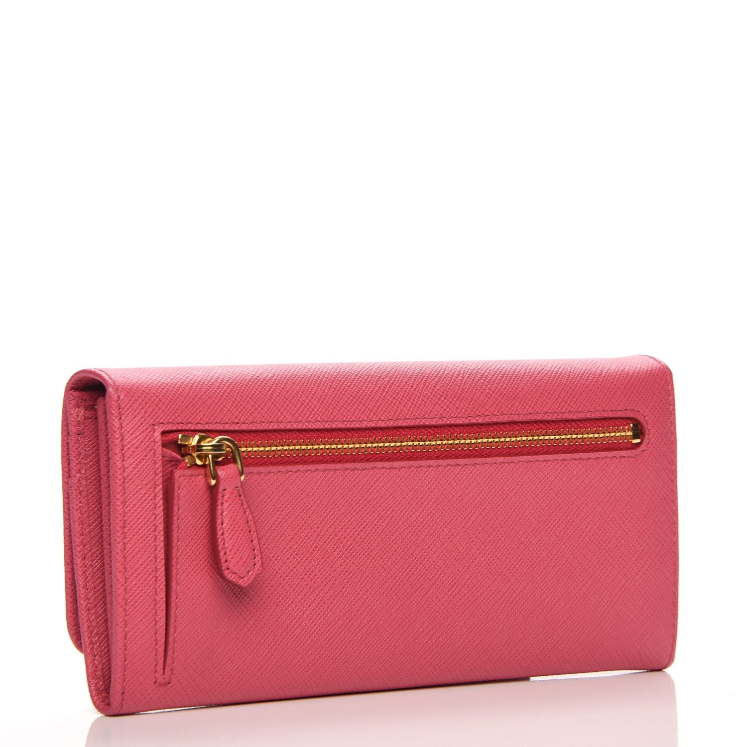 Prada Saffiano Metal Continental Flap Wallet Peonia 3 of 8