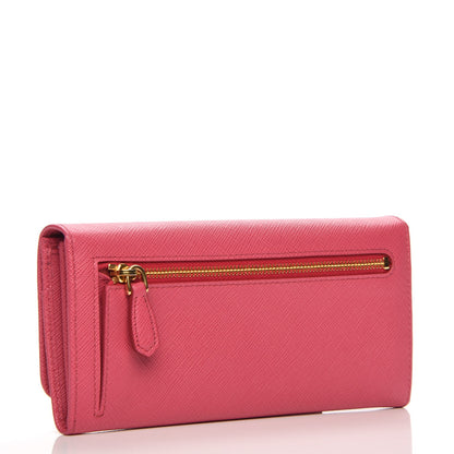Prada Saffiano Metal Continental Flap Wallet Peonia 3 of 8