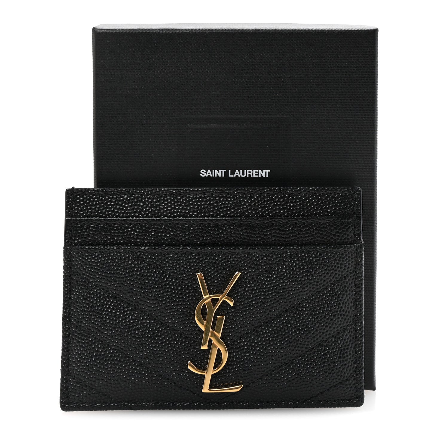 Grain De Poudre Matelasse Chevron Monogram Credit Card Case Black