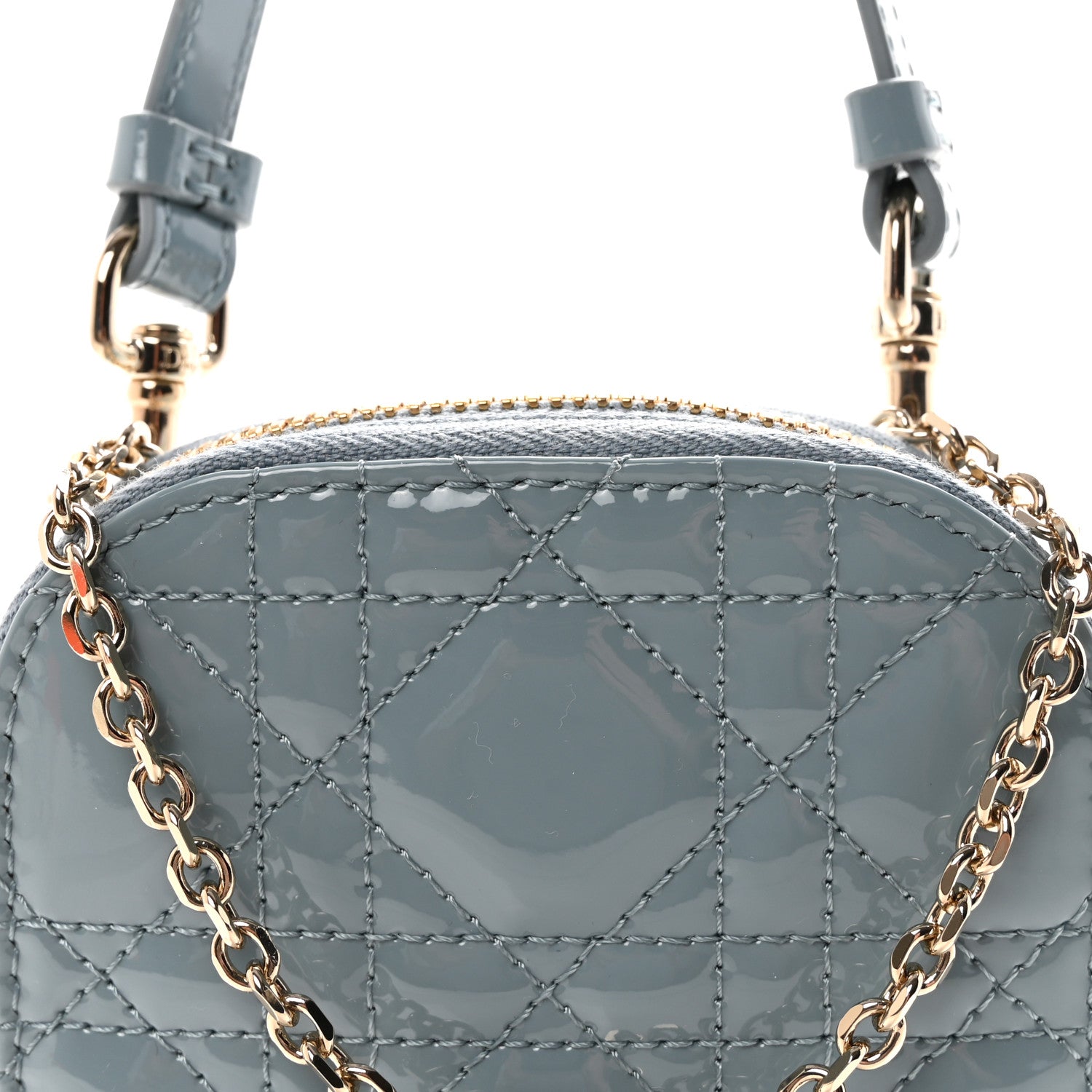Christian Dior Patent Cannage Lady Dior Phone Holder Bracing Blue