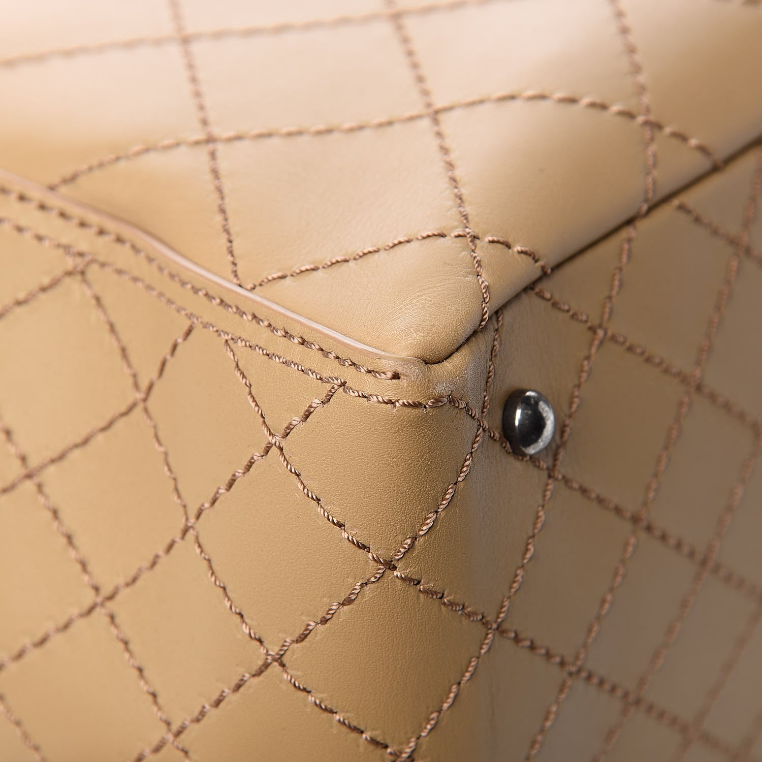 Chanel Calfskin Stitched Large Shopping Tote Beige 10 of 14