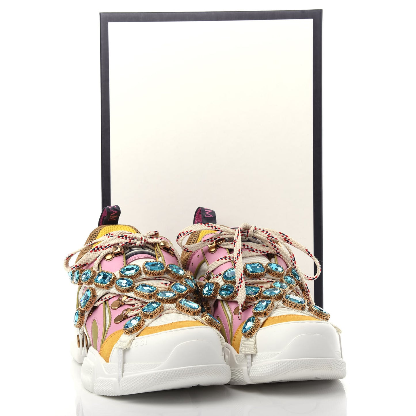X SEGA Nylon Calfskin Suede Removable Crystals Flashtrek Sneakers 38.5 Great White Crop Soft Pink