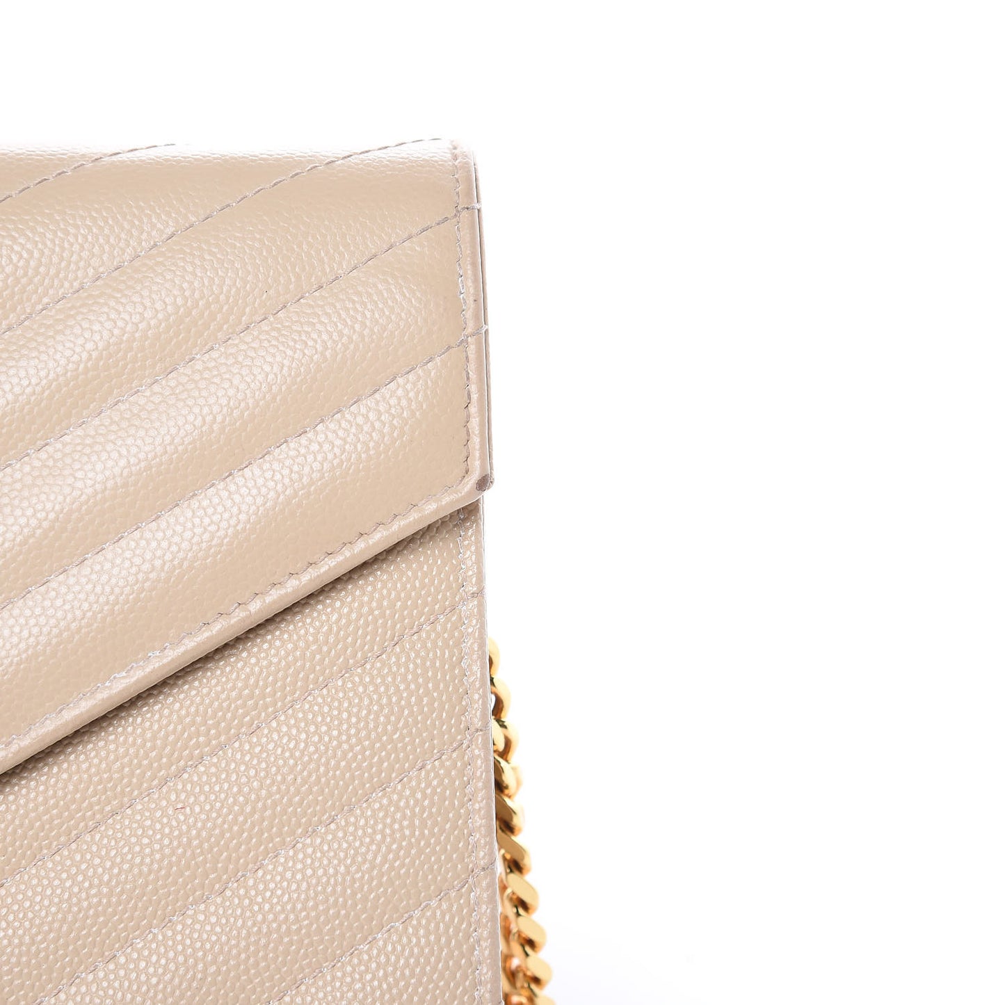 Grain De Poudre Matelasse Chevron Monogram Chain Wallet Deep Beige