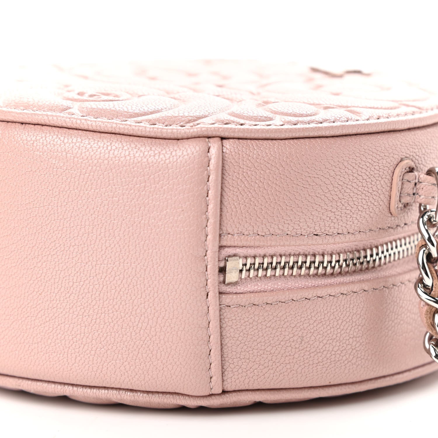 Chanel Goatskin Camellia Quilted Round Clutch With Chain Light Pink 9 of 10