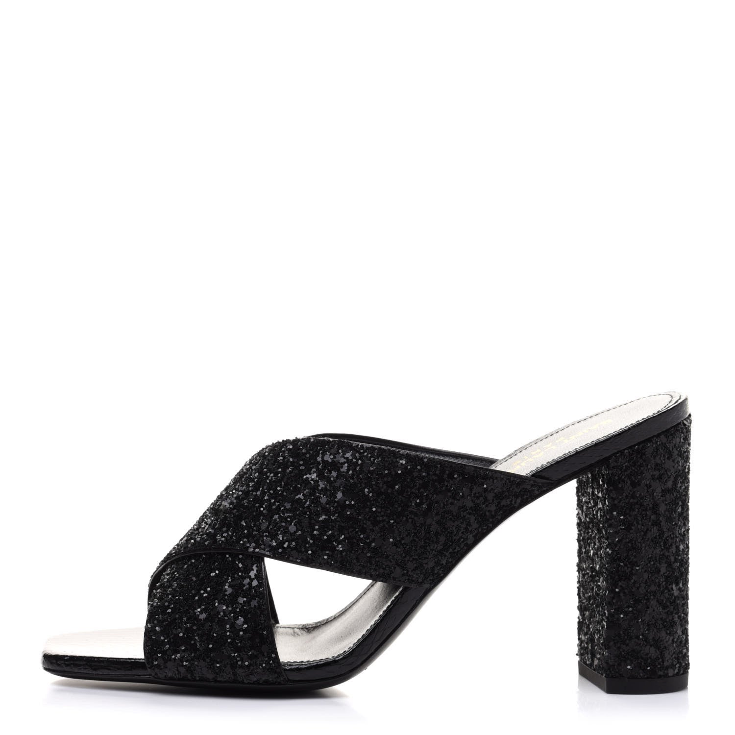 Saint Laurent Glitter LouLou 70 Mule Sandals 39.5 Black 1 of 9