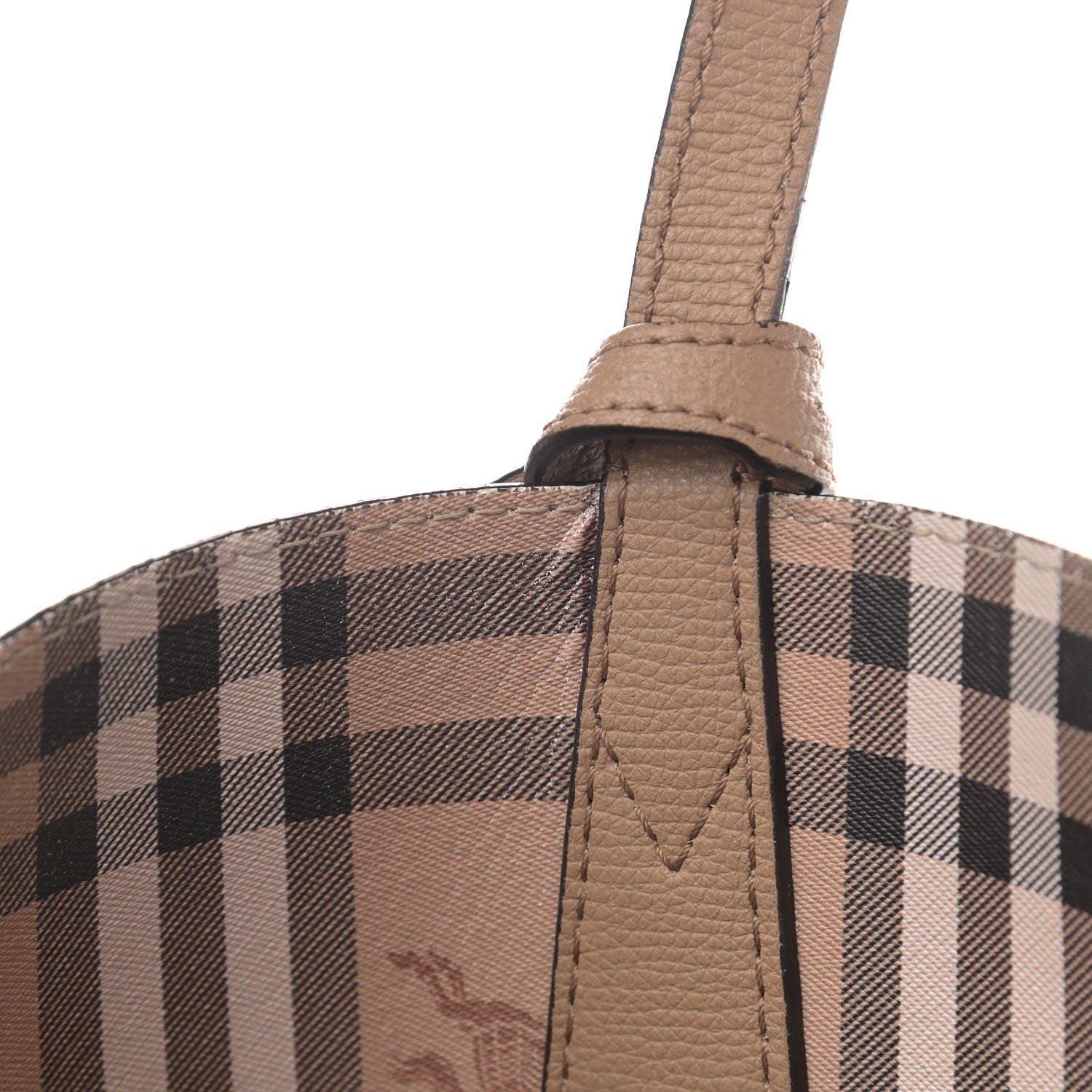 Burberry Grainy Calfskin Haymarket Check Medium Reversible Tote Camel 28 of 28