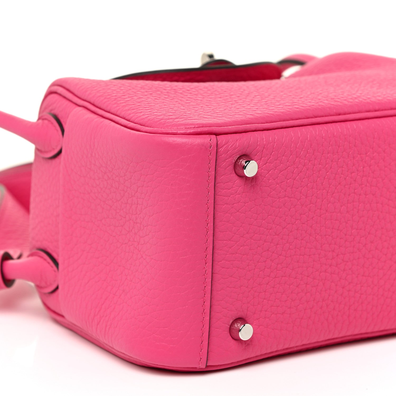 Hermes Taurillon Clemence Mini Lindy 20 Rose Shocking 8 of 11