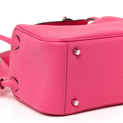 Hermes Taurillon Clemence Mini Lindy 20 Rose Shocking 8 of 11