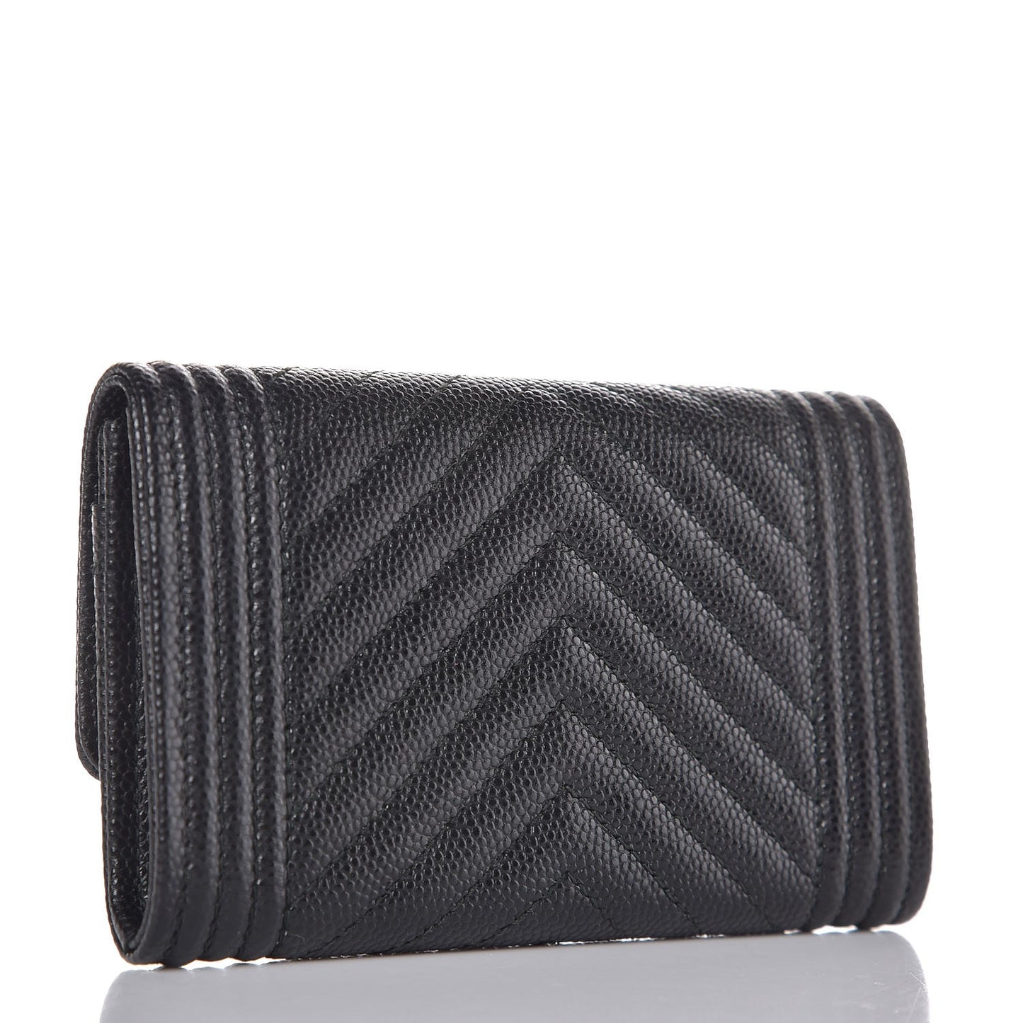 Caviar Chevron Quilted Boy Card Holder Wallet Black