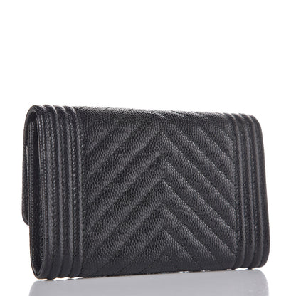 Chanel Caviar Chevron Quilted Boy Card Holder Wallet Black 3 of 9