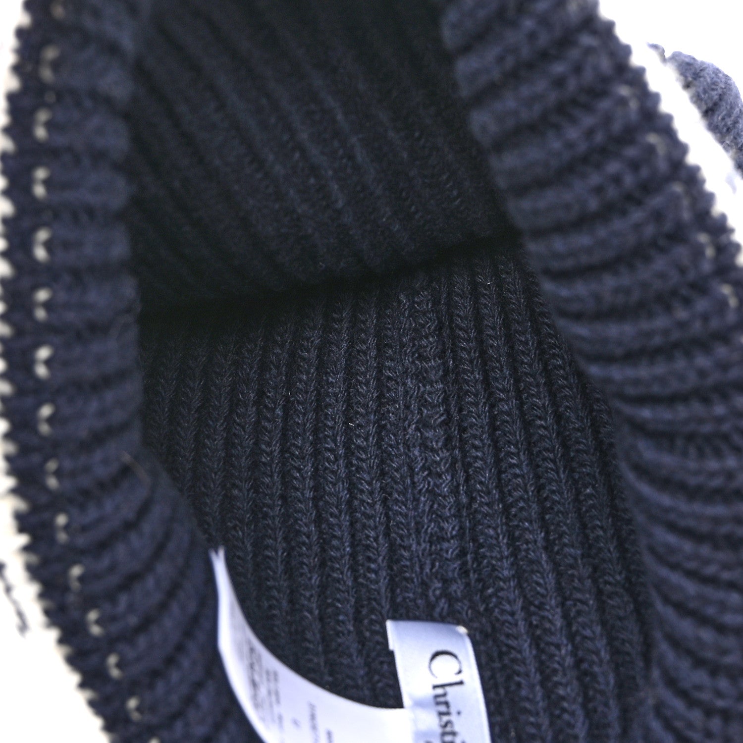Christian Dior Cashmere Wool D-White Beanie Navy Blue White 4 of 5