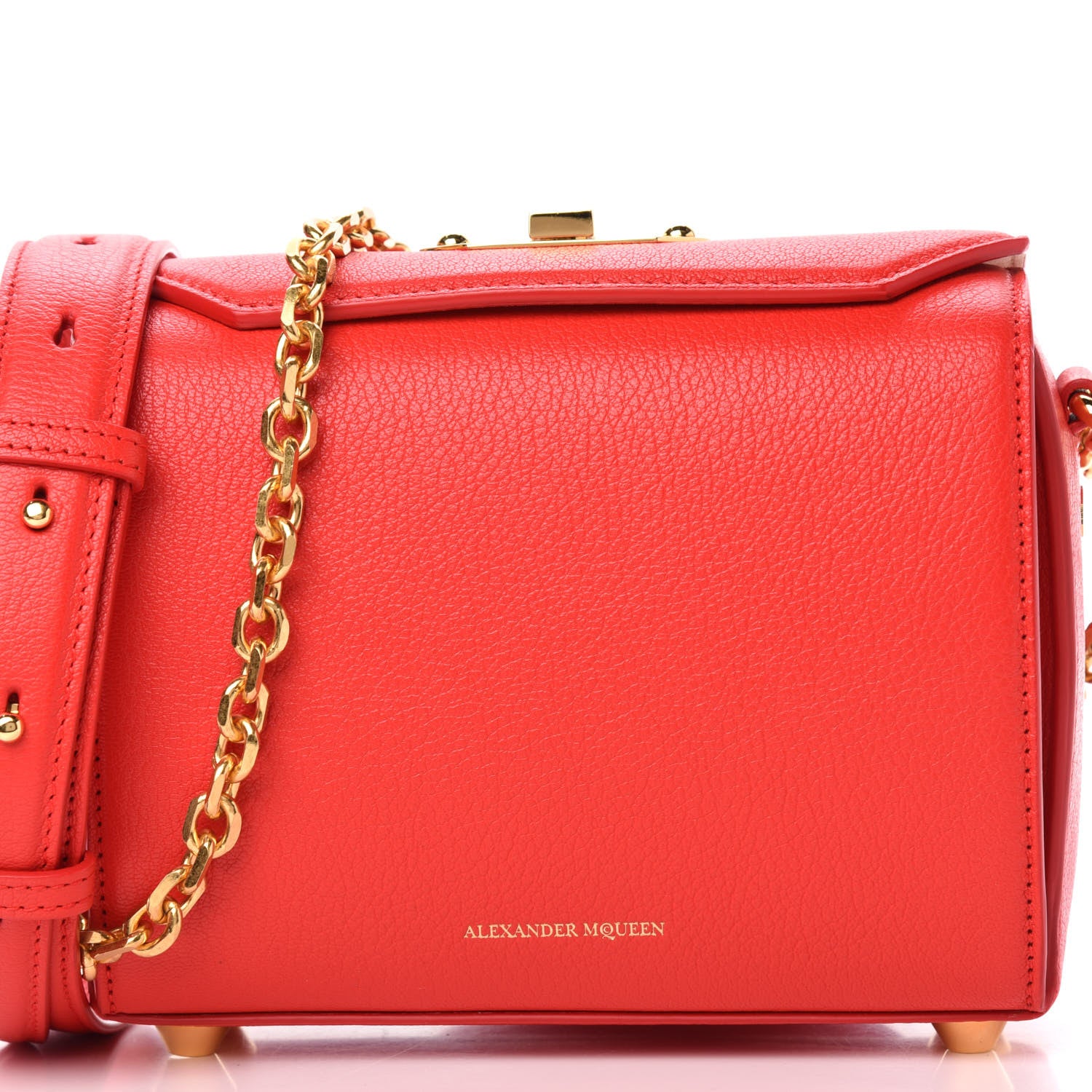 Alexander McQueen Silky Amish Grain Calfskin Box Shoulder Bag 19 Red 10 of 10