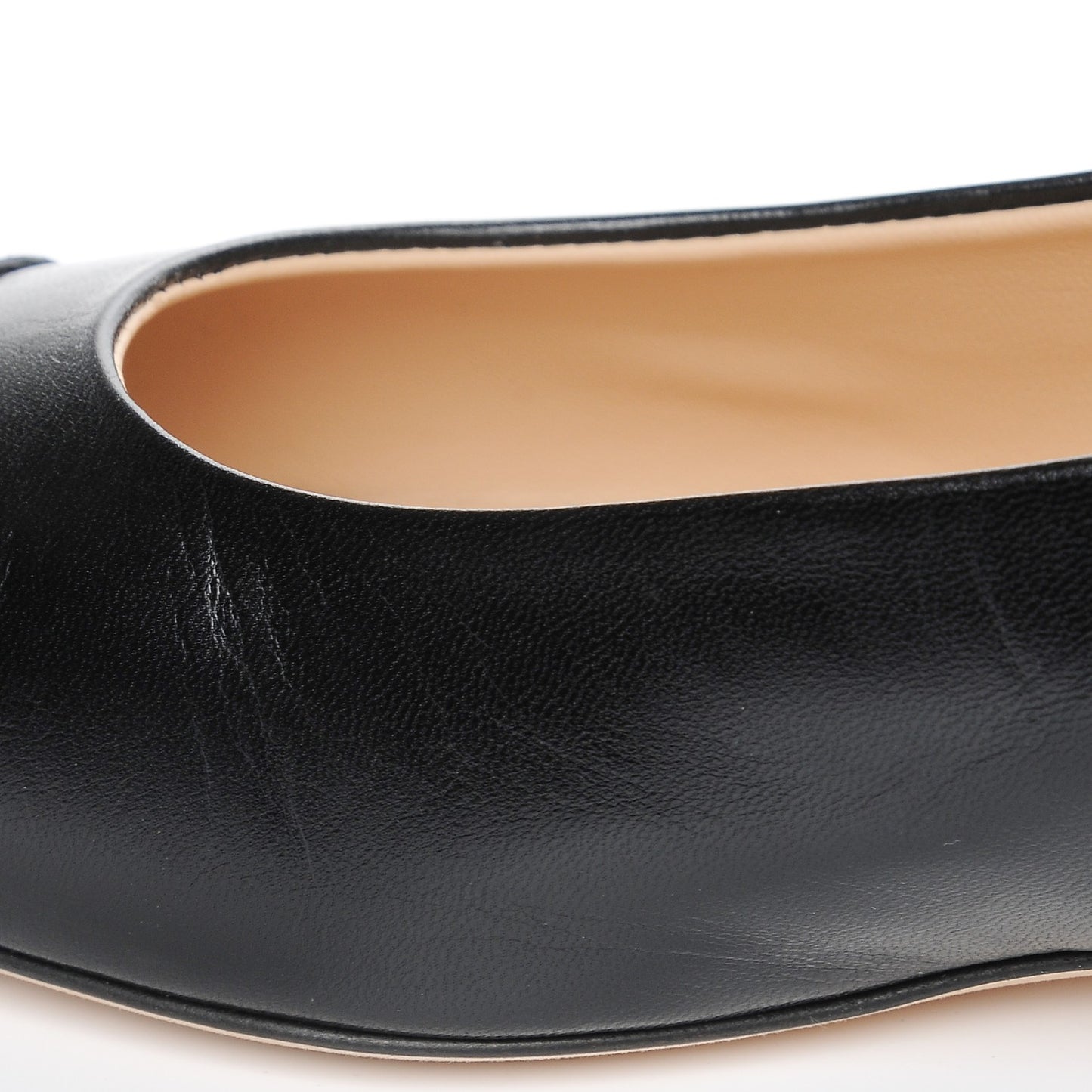 Goatskin Grosgrain Cap Toe Ballerina Flats 35 Black