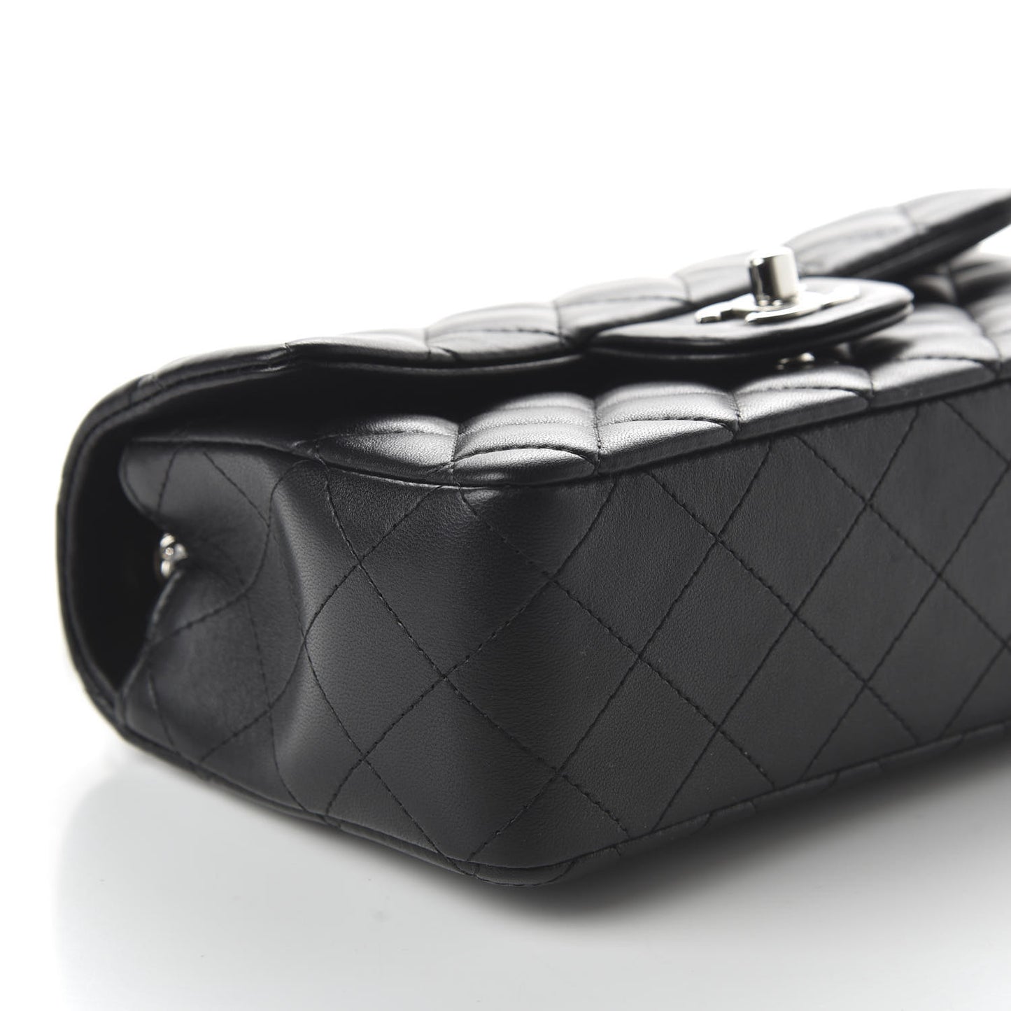Lambskin Quilted Mini Rectangular Flap Black