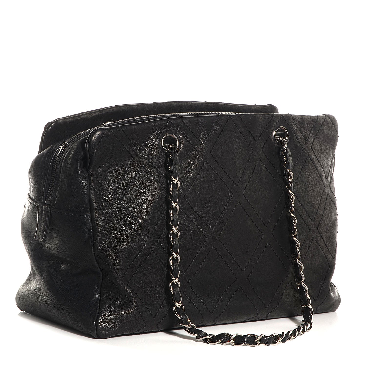 Chanel Calfskin Large Diamond Stitch Tote Black 3 of 7