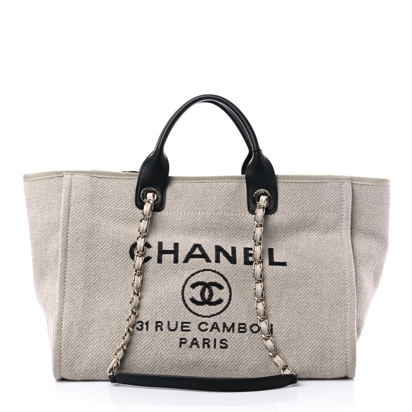 Mixed Fibers Medium Deauville Tote Beige Black