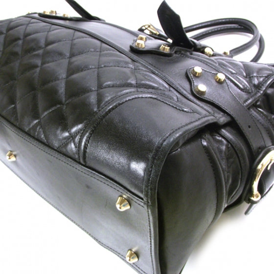 Leather XL Manor Tote Black
