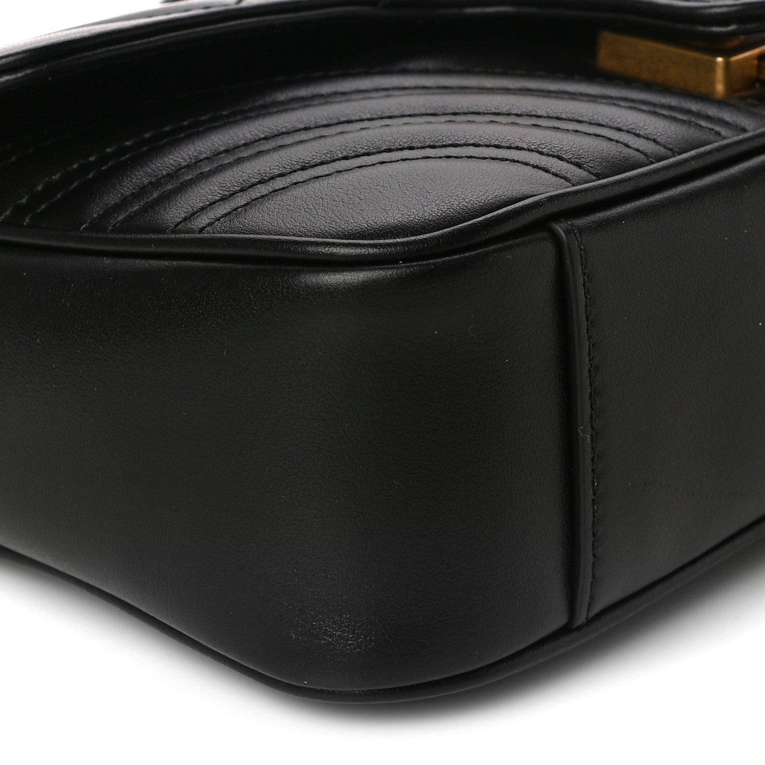 Gucci Calfskin Matelasse Mini GG Marmont Shoulder Bag Black 10 of 12