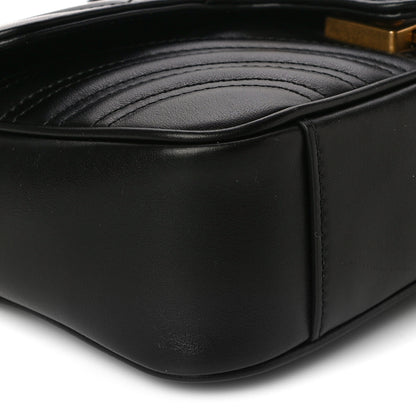 Gucci Calfskin Matelasse Mini GG Marmont Shoulder Bag Black 10 of 12
