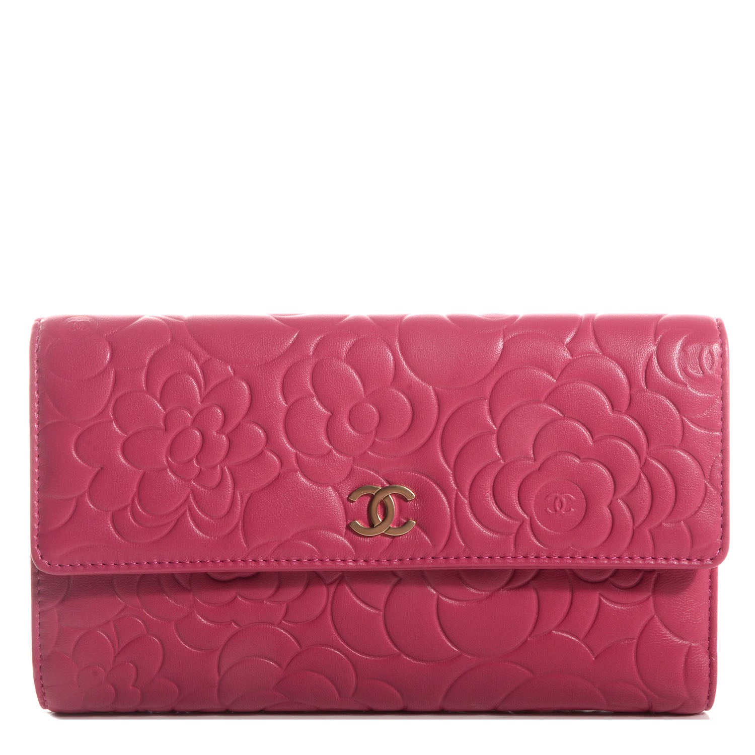 Chanel Lambskin Camellia Large Flap Wallet Fuchsia 1 of 9