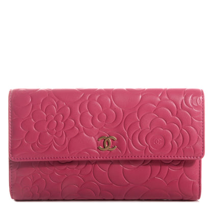 Chanel Lambskin Camellia Large Flap Wallet Fuchsia 1 of 9