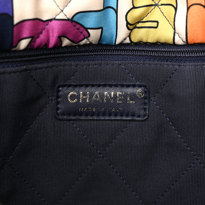 Chanel Printed Fabric Quilted Logo Large Shopping Tote Multicolor 6 of 12