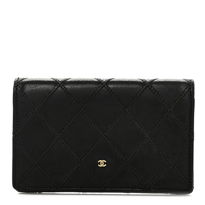 Chanel Lambskin Diamond Stitched Compact Flap Wallet Black 1 of 9