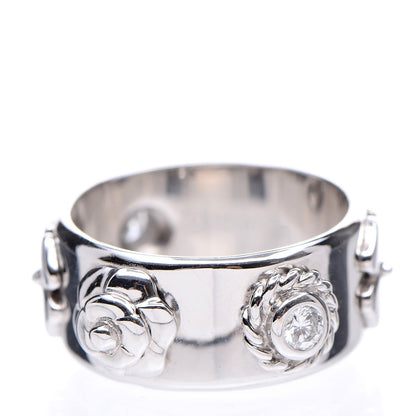 Chanel 18K White Gold Diamond Camellia Band Ring 55 7.25 4 of 4