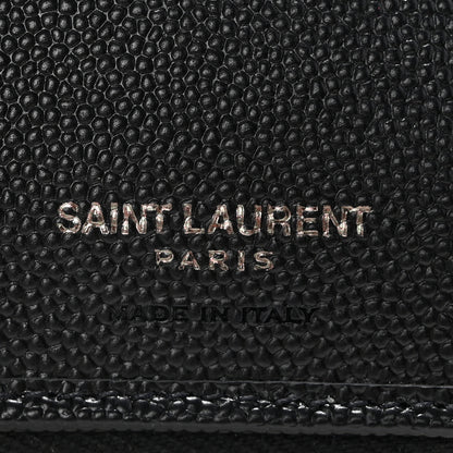 Saint Laurent Grain De Poudre Matelasse Chevron Monogram Monochrome Compact Zip Around Wallet Black 7 of 9