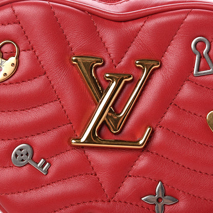 Louis Vuitton Calfskin Embellished New Wave Love Lock Heart Bag Ecarlate 9 of 11