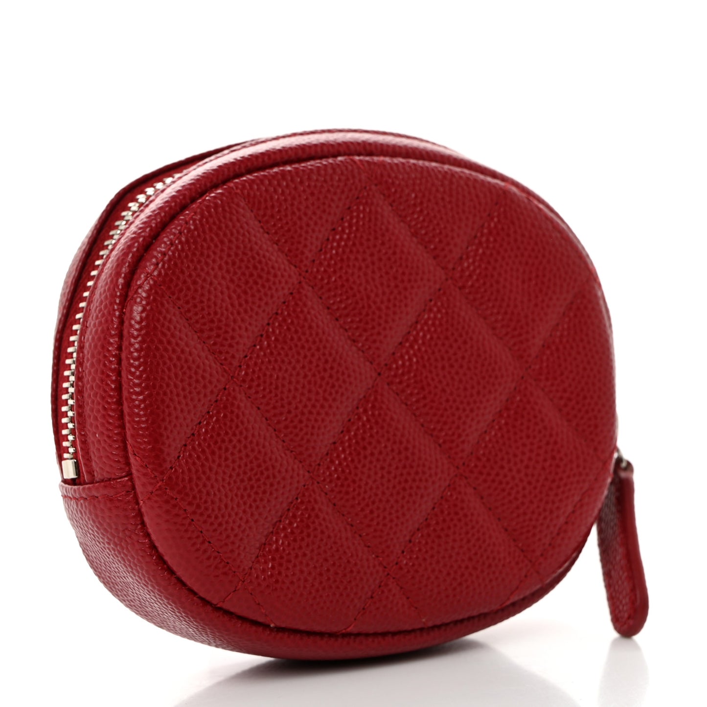 Caviar Quilted Zip Around Classic Coin Purse Red