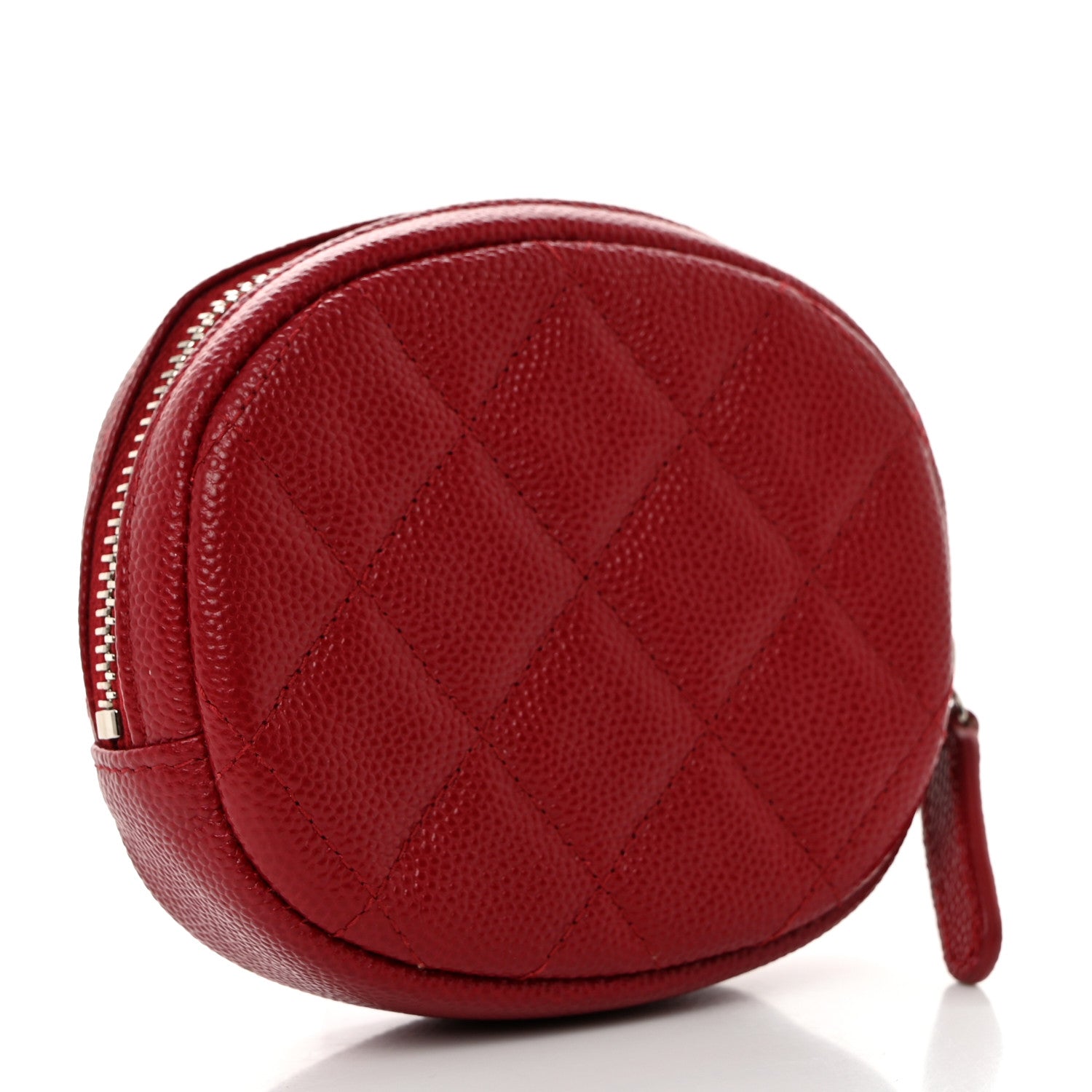 Chanel Caviar Quilted Zip Around Classic Coin Purse Red 3 of 8