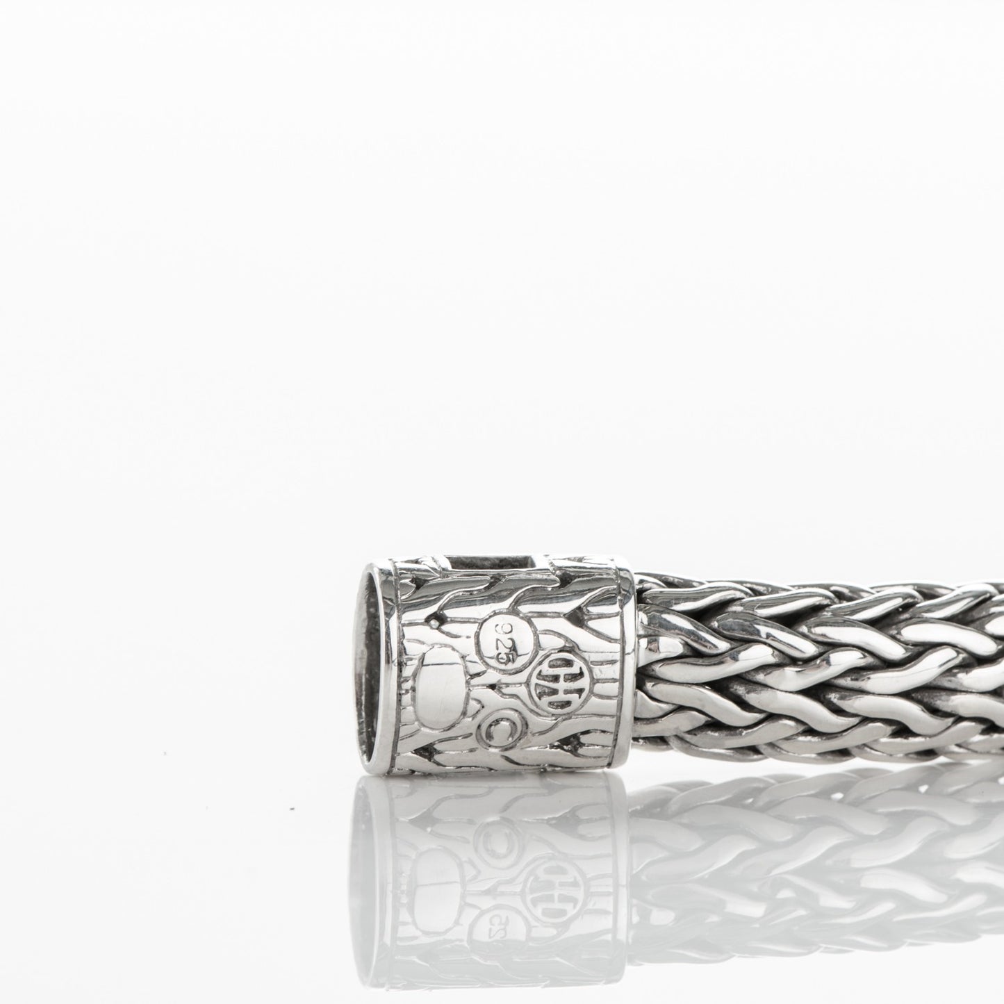 Sterling Silver Pave Diamond Medium Classic Chain Clasp Bracelet