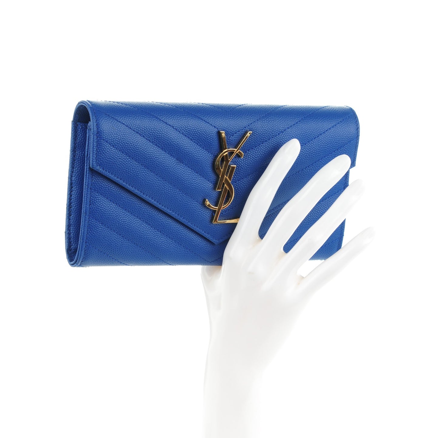 Grain De Poudre Matelasse Chevron Monogram Wallet Royal Blue