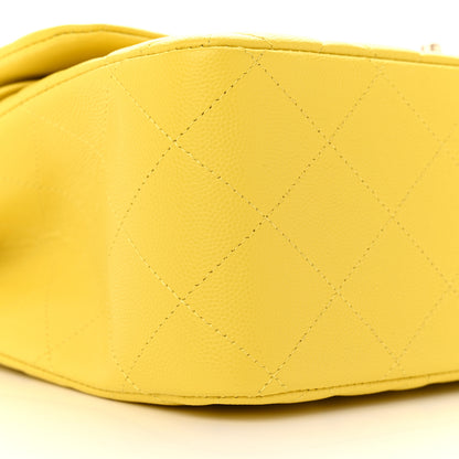 Chanel Caviar Quilted Jumbo Double Flap Yellow 10 of 11