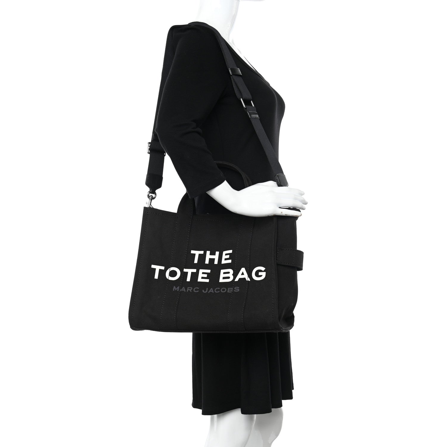 Marc Jacobs Cotton Canvas Medium The Tote Bag Black 2 of 9