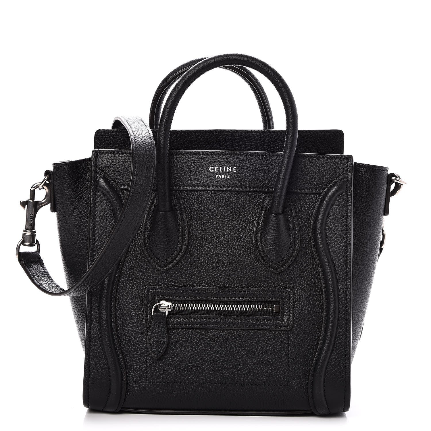 Celine Drummed Calfskin Nano Luggage Black 1 of 8