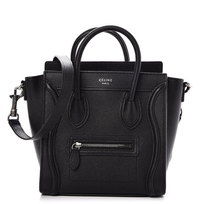 Celine Drummed Calfskin Nano Luggage Black 1 of 8
