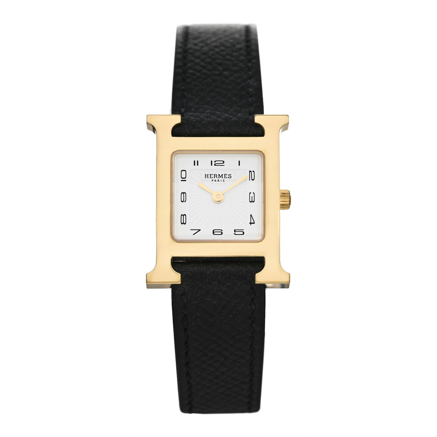Hermes Stainless Steel Epsom 21mm Heure H Hour Quartz Watch Noir 1 of 5