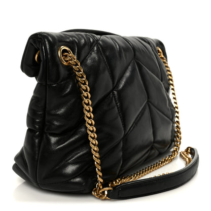 Saint Laurent Lambskin Quilted Small Loulou Puffer Monogram Chain Satchel Black 3 of 11