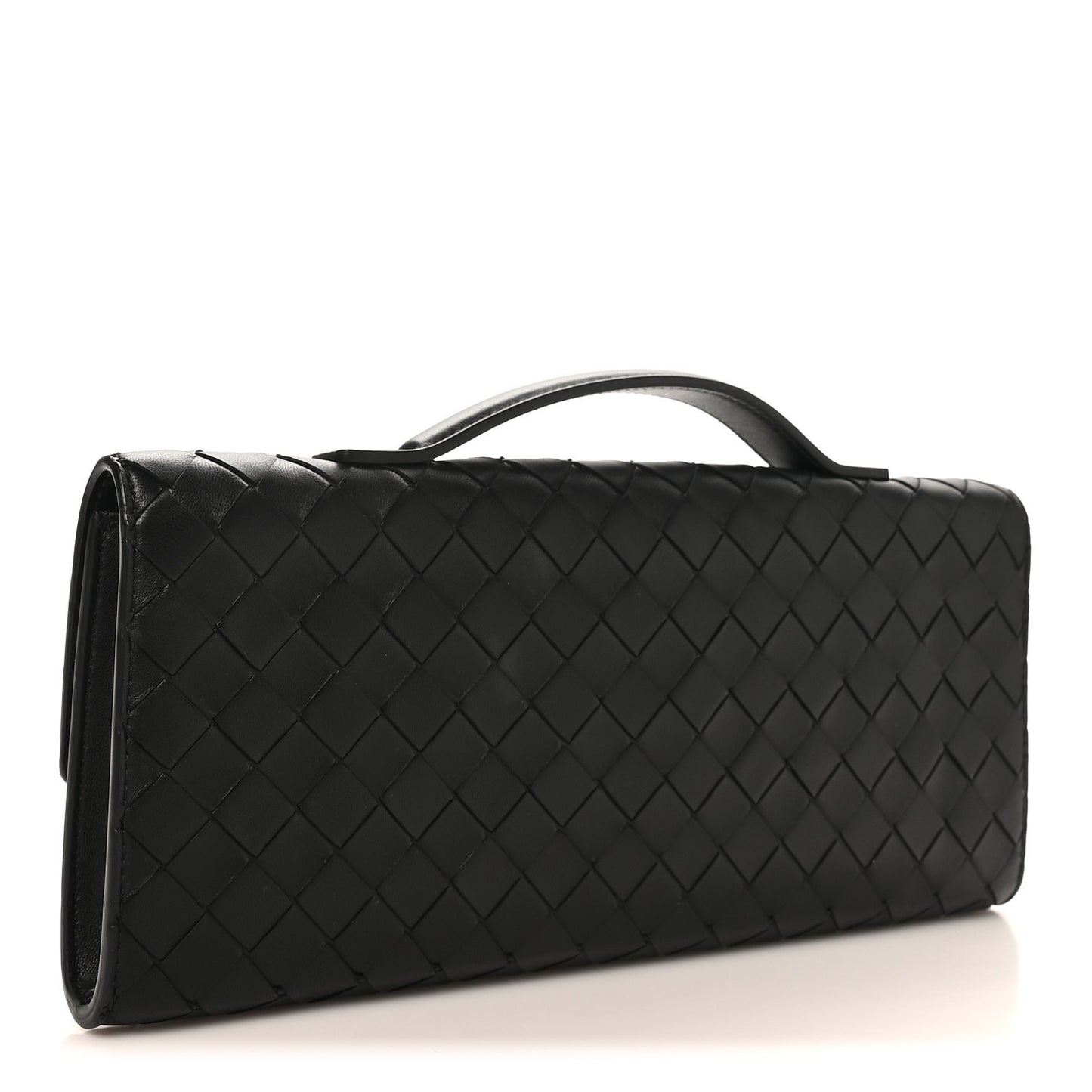 Nappa Intrecciato Long Andiamo Top Handle Clutch Black