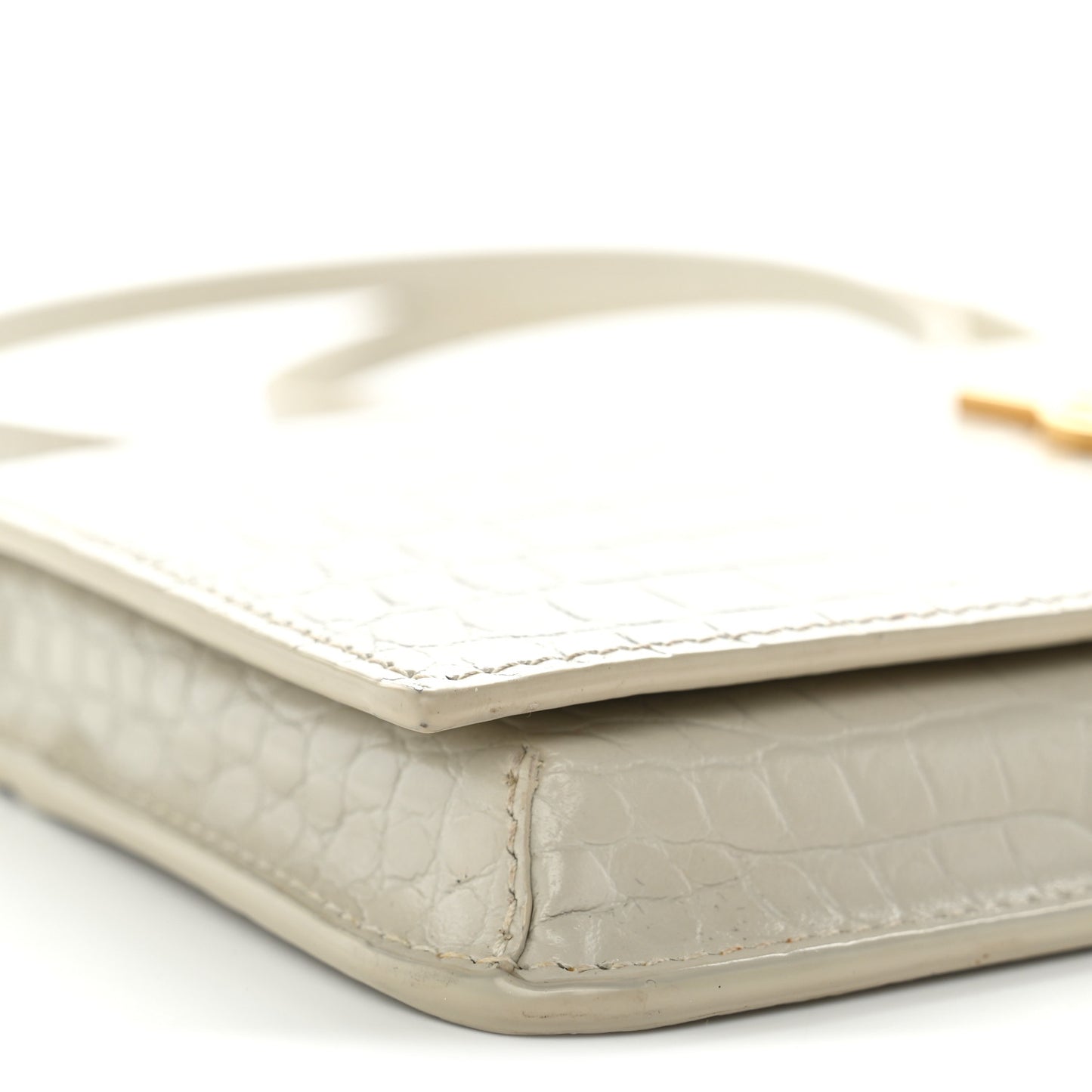 Crocodile Embossed Monogram Phone Holder Crossbody Crema Soft