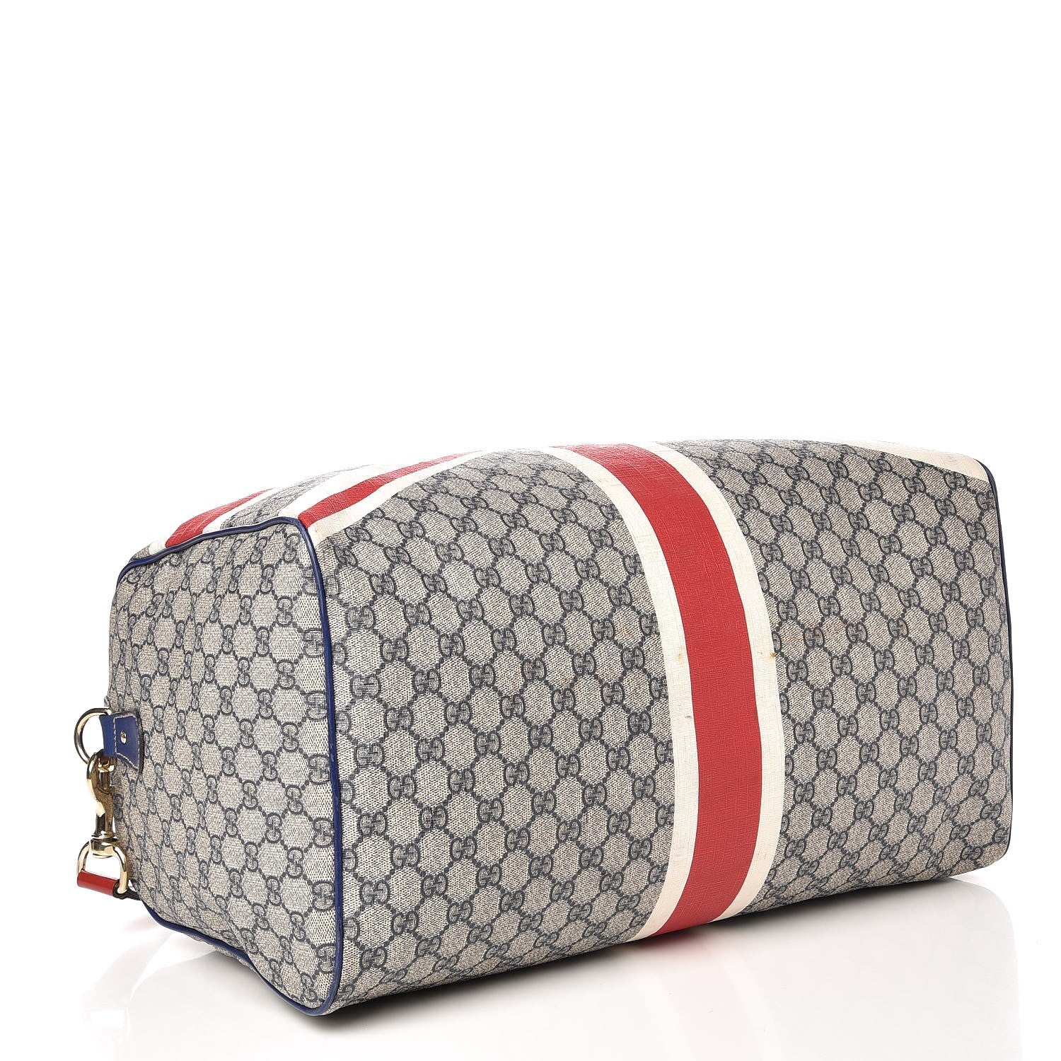 Gucci GG Plus Monogram Large Sloaney Union Jack British Flag Boston Duffle Tote Blue 5 of 24