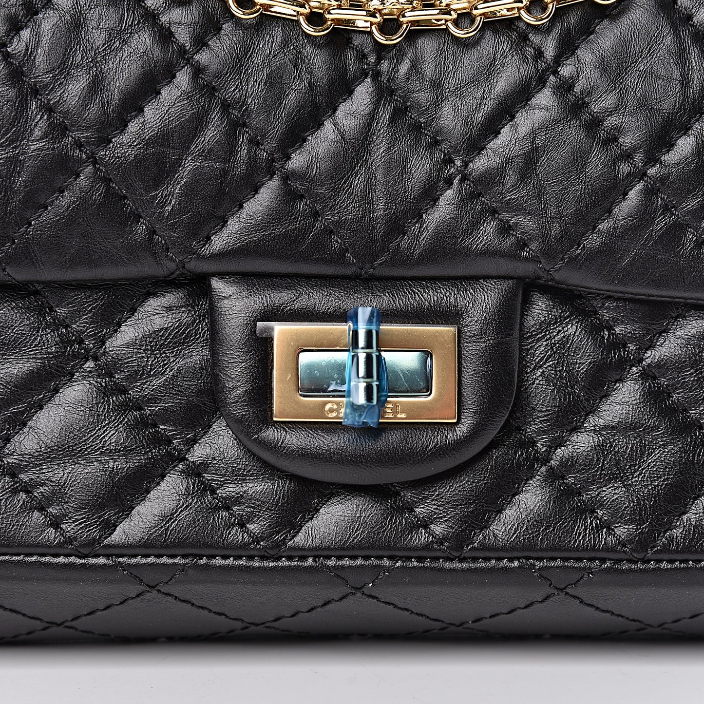 Aged Calfskin Quilted 2.55 Reissue Mini Flap Black