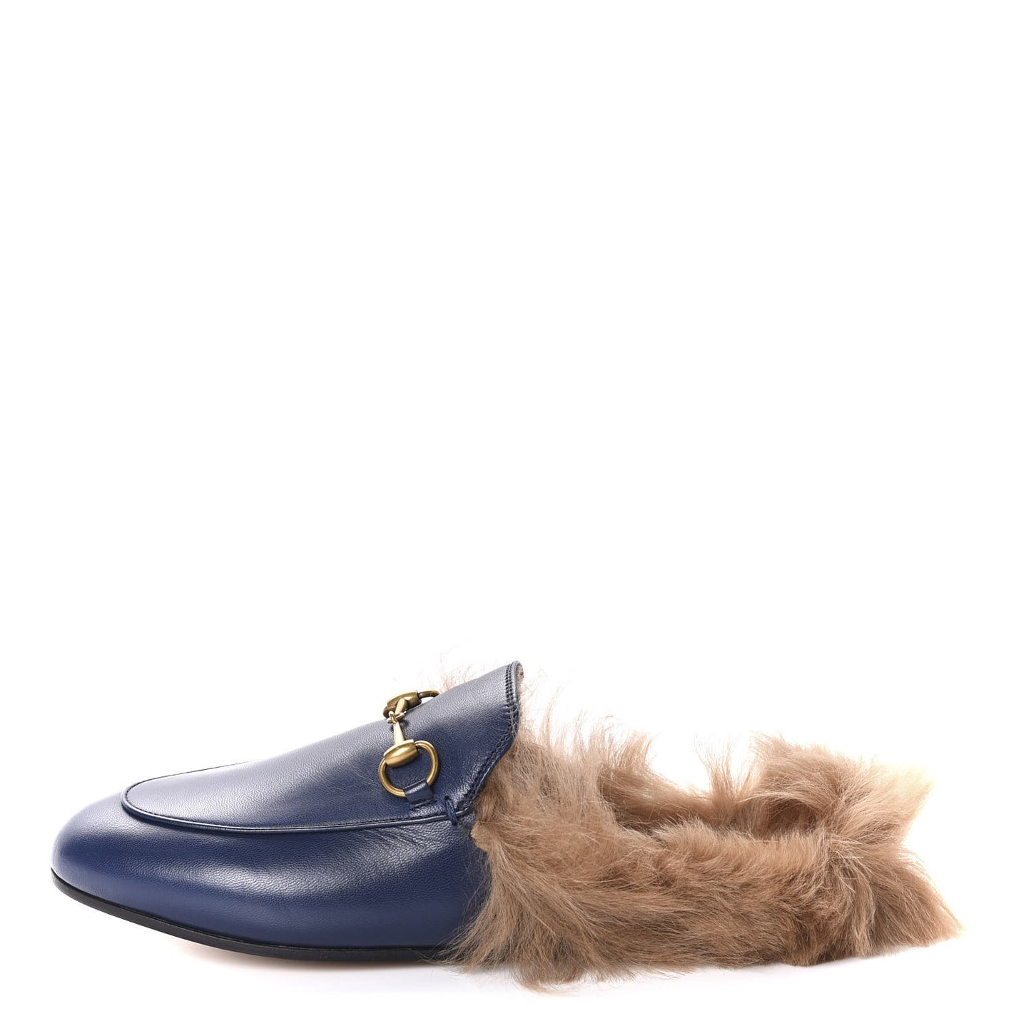 Malaga Kid Fur Womens Princetown Slippers 38 Blue Agata