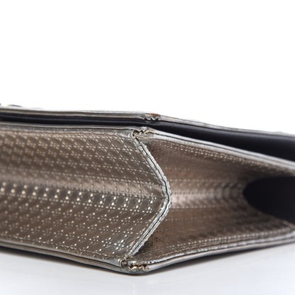 Christian Dior Metallic Patent Micro-Cannage Medium Diorama Flap Bag Silver 7 of 10