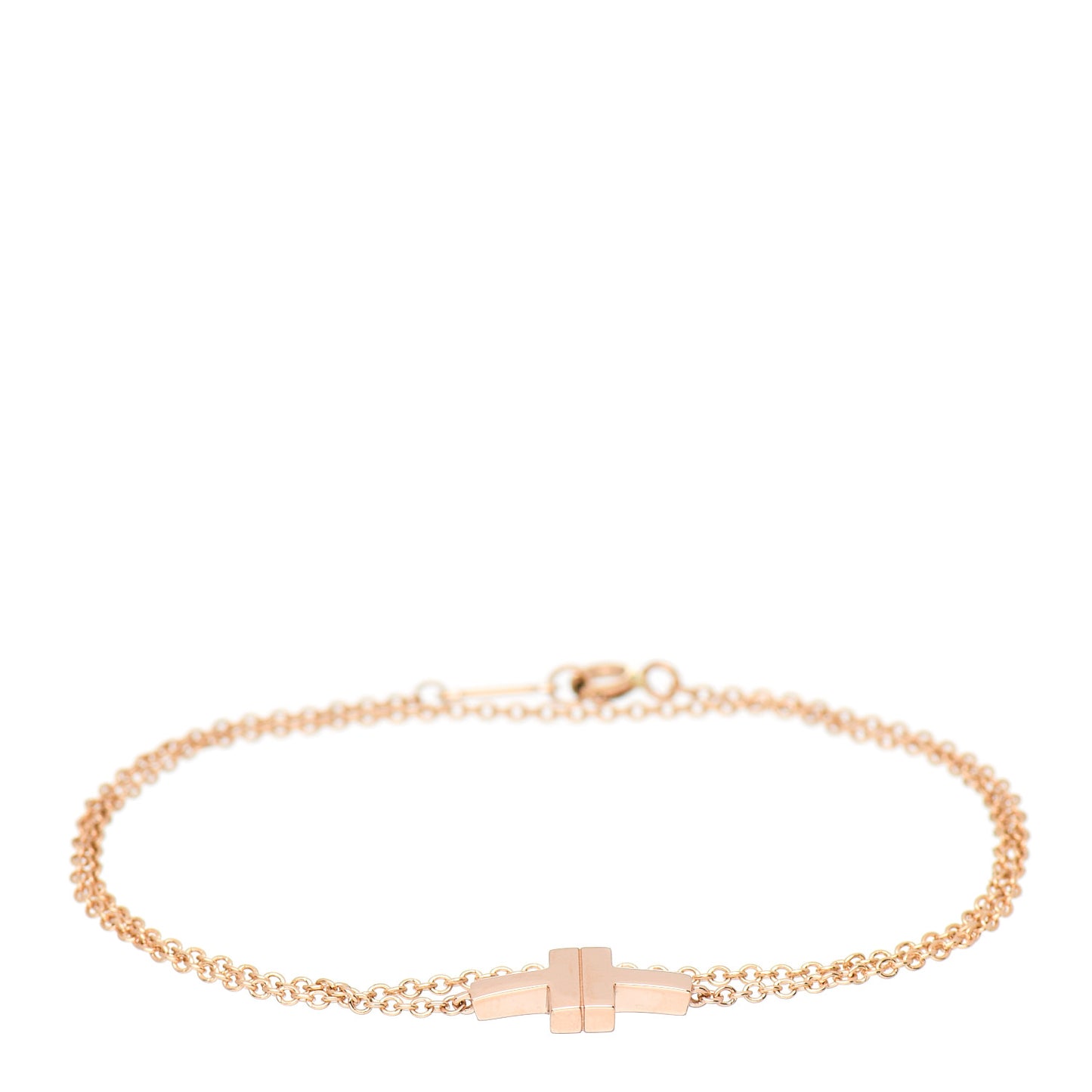 18K Rose Gold T Double Chain Bracelet