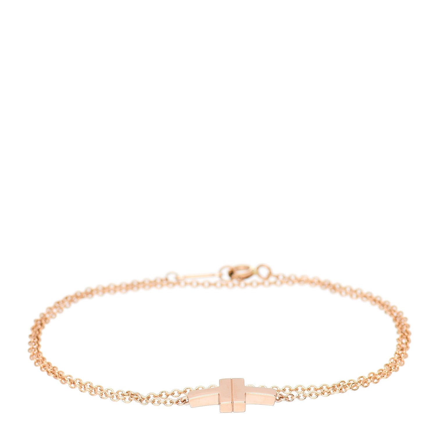 Tiffany 18K Rose Gold T Double Chain Bracelet 1 of 5