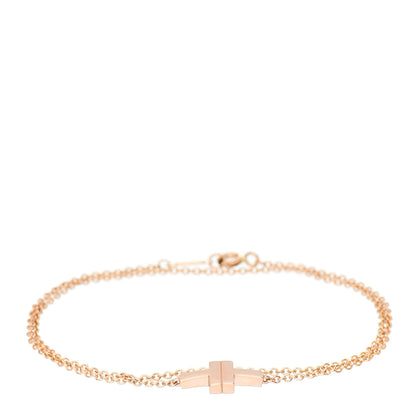 Tiffany 18K Rose Gold T Double Chain Bracelet 1 of 5